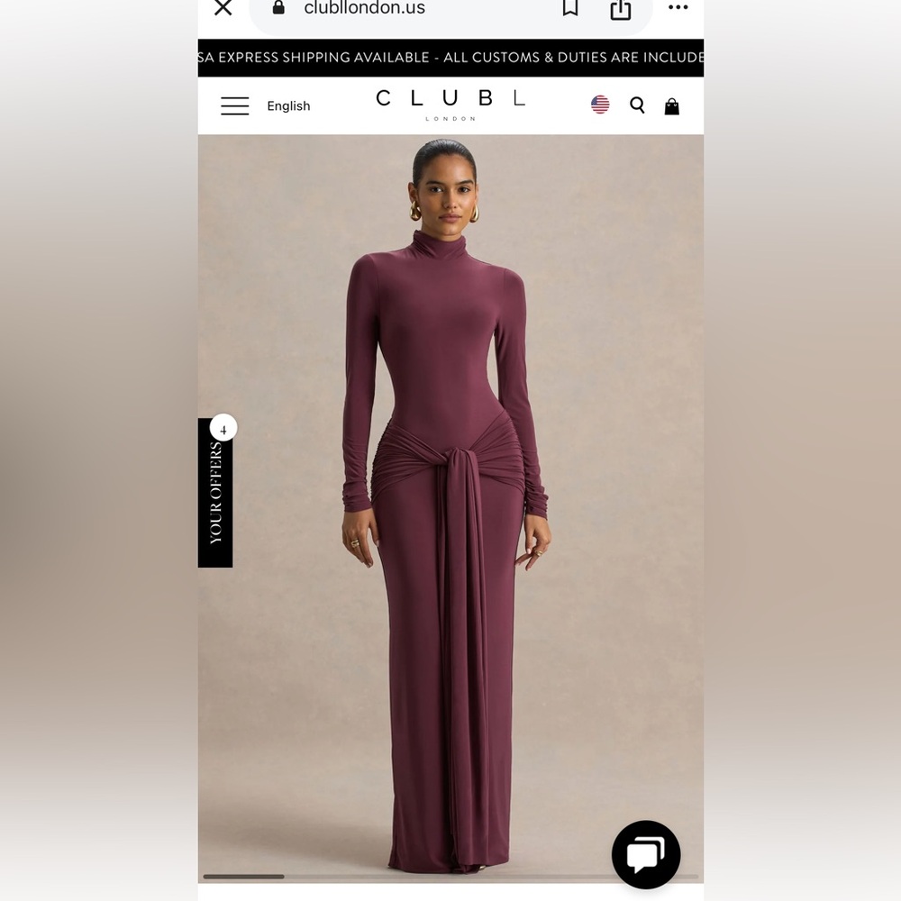 Long Sleeve Maxi Dress in Plum